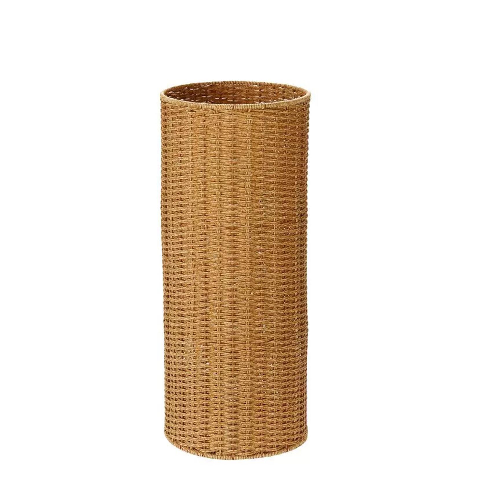 WQPMNYG Tall Handwoven Rattan Basket - Stylish Umbrella Stand & Walking Stick Holder for Entryway Porch or Cane Storage - Decorative & Functional Home