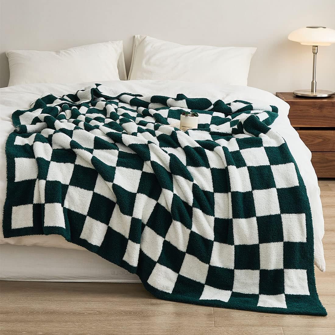 vctops Buffalo Check Plush Throw Blanket Blue and White Checkered Bed Blankets Lightweight Cozy Soft Decorative Knitted Blanket for Sofa Couch Bed (Blue,51"x63")