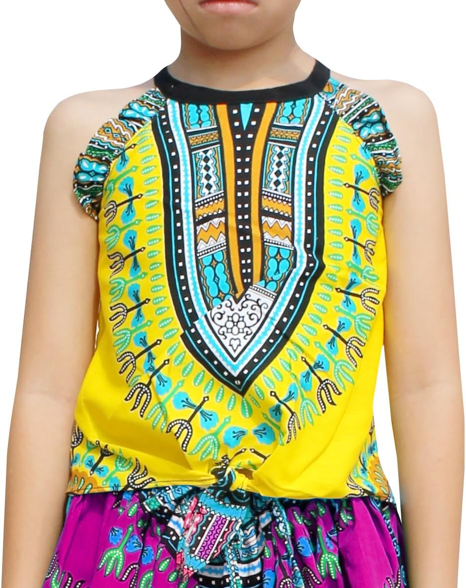 RaanPahMuang Girls Light Sleeveless Dashiki Dance Show Cotton Frill Angel Shirt