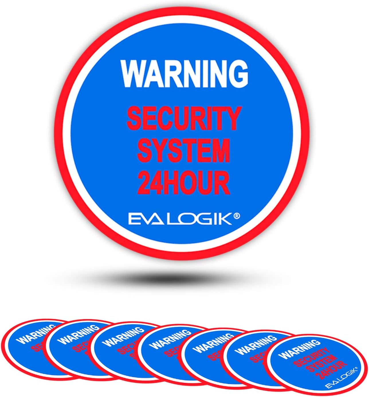 EVA LOGIK Home Warning Security System Stickers,Home Protection Warning,Round Door & Window Alarm Decals, 2.8 X 2.8 Inch Vinyl Stickers-8 Pack