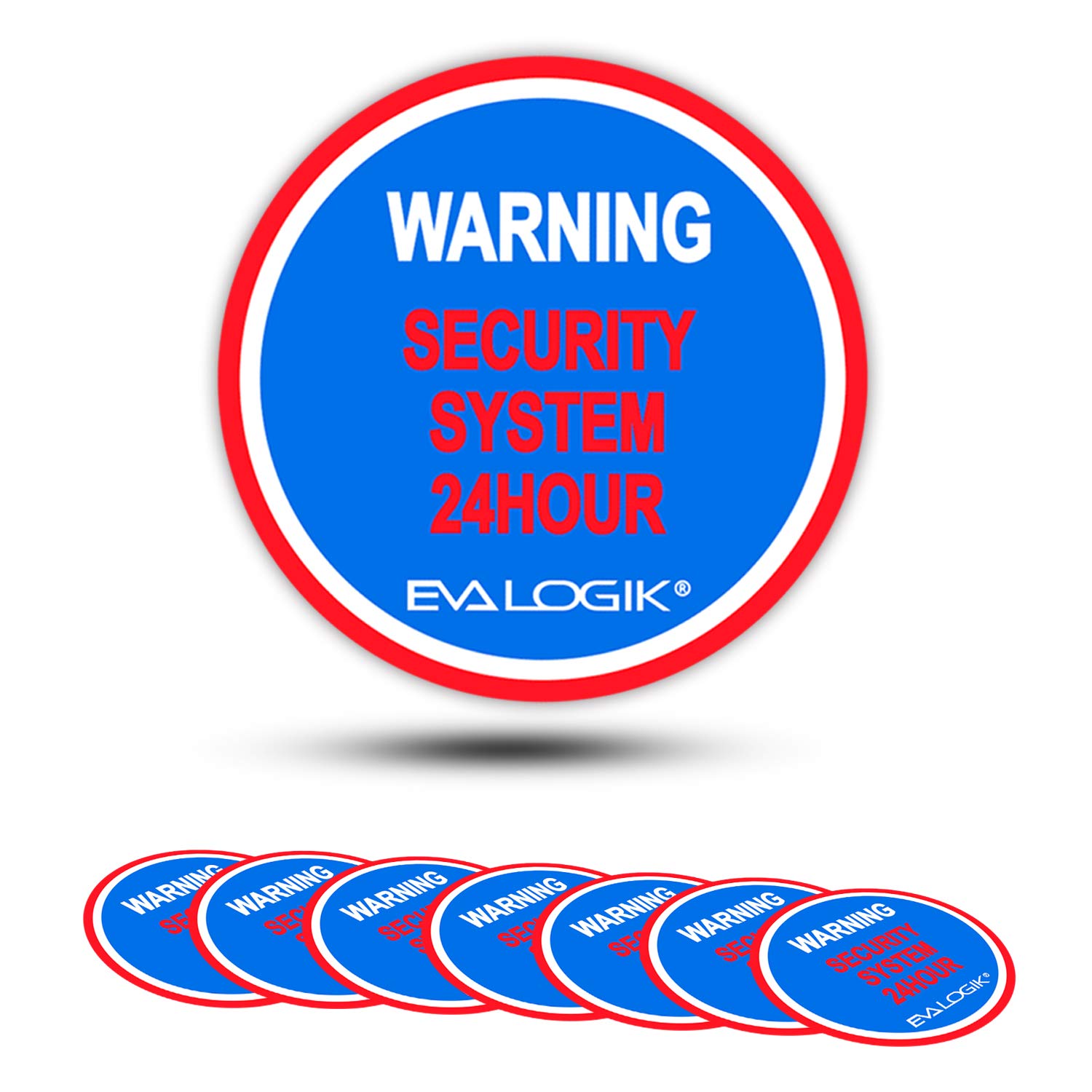 EVA LOGIKHome Warning Security System Stickers,Home Protection Warning,Round Door & Window Alarm Decals, 2.8 X 2.8 Inch Vinyl Stickers-8 Pack