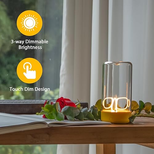 Miniatura 9 de AUGE LIGHT Minilámpara de mesa minimalista con diseño inalámbrico, lámpara LED de escritorio, recargable, luces nocturnas modernas con efecto de