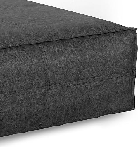 Miniatura 77 de SIMPLIHOME Brody - Puf cuadrado grande de 30 pulgadas de ancho, color gris envejecido, otomana de piel sintética vegana, reposapiés o asiento