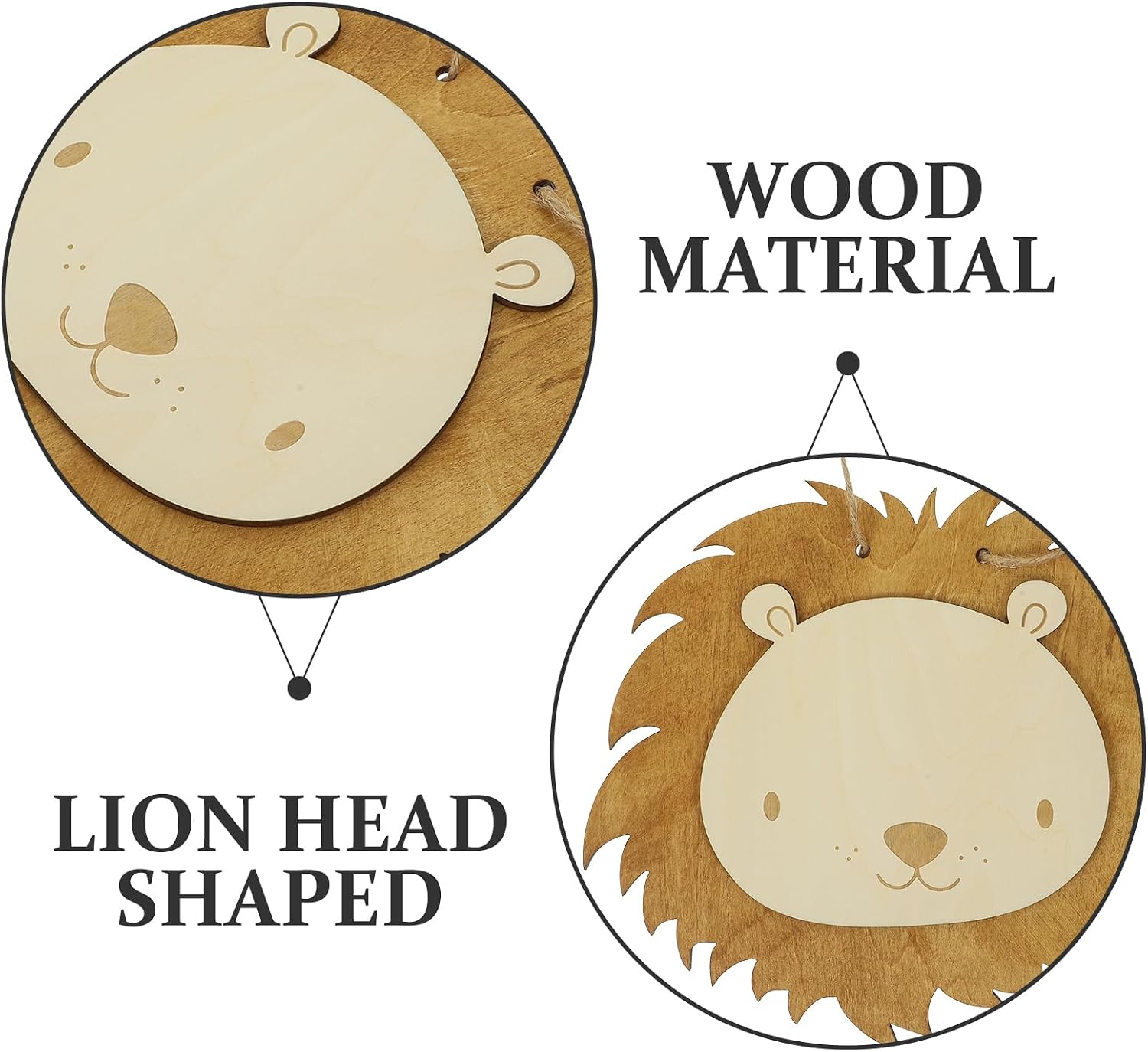 ABOOFAN Lion Wall Hanging Decor Nordic Style Cartoon Lion Head Ornament for Nursery Baby Room Wall Decoration 8.85X7.59In