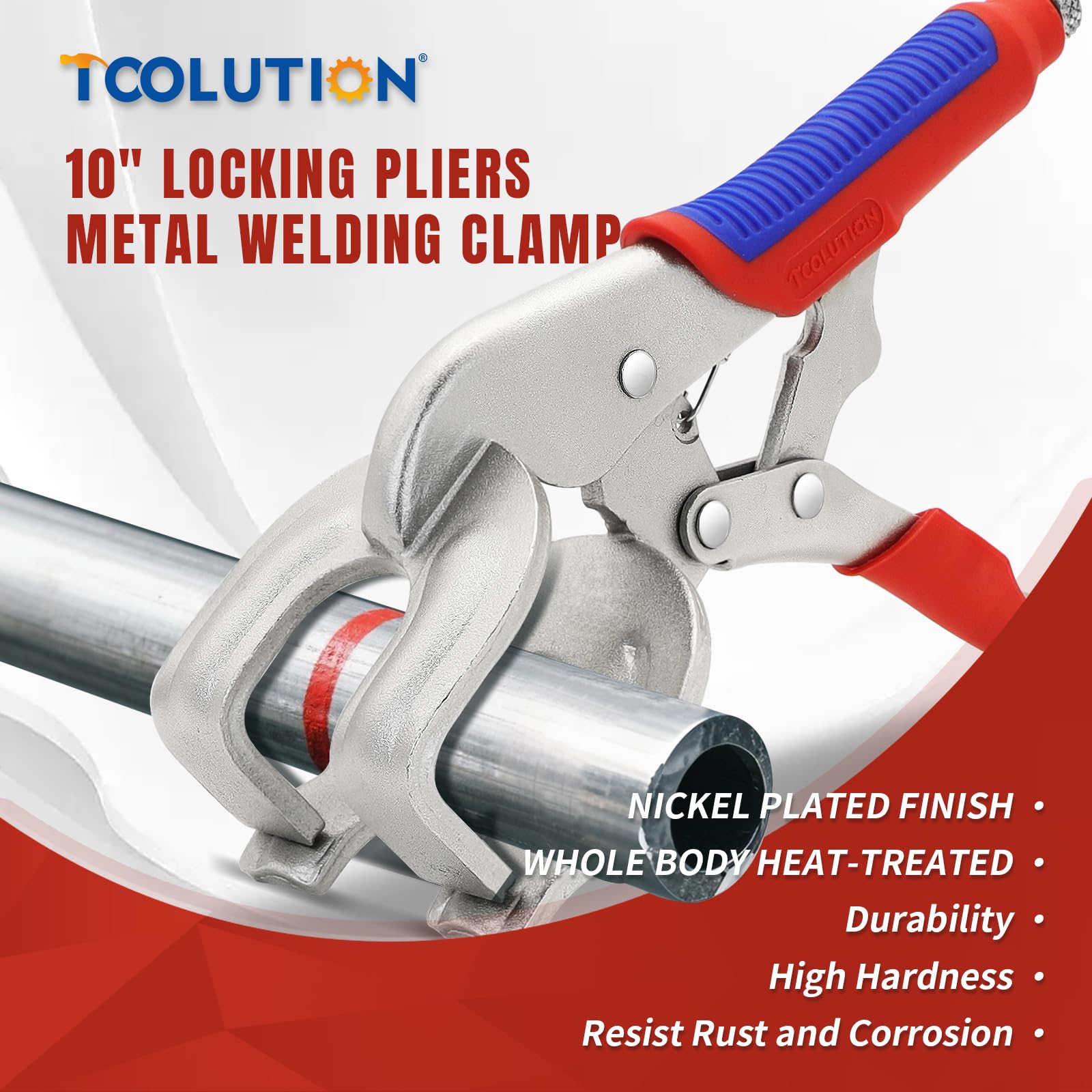 TOOLUTION 10" Locking Pliers - Quick-Release Welding Clamps with U-Shaped Jaws, Ergonomic Grip for Metalworking Grinding & DIY Projects - Image 3