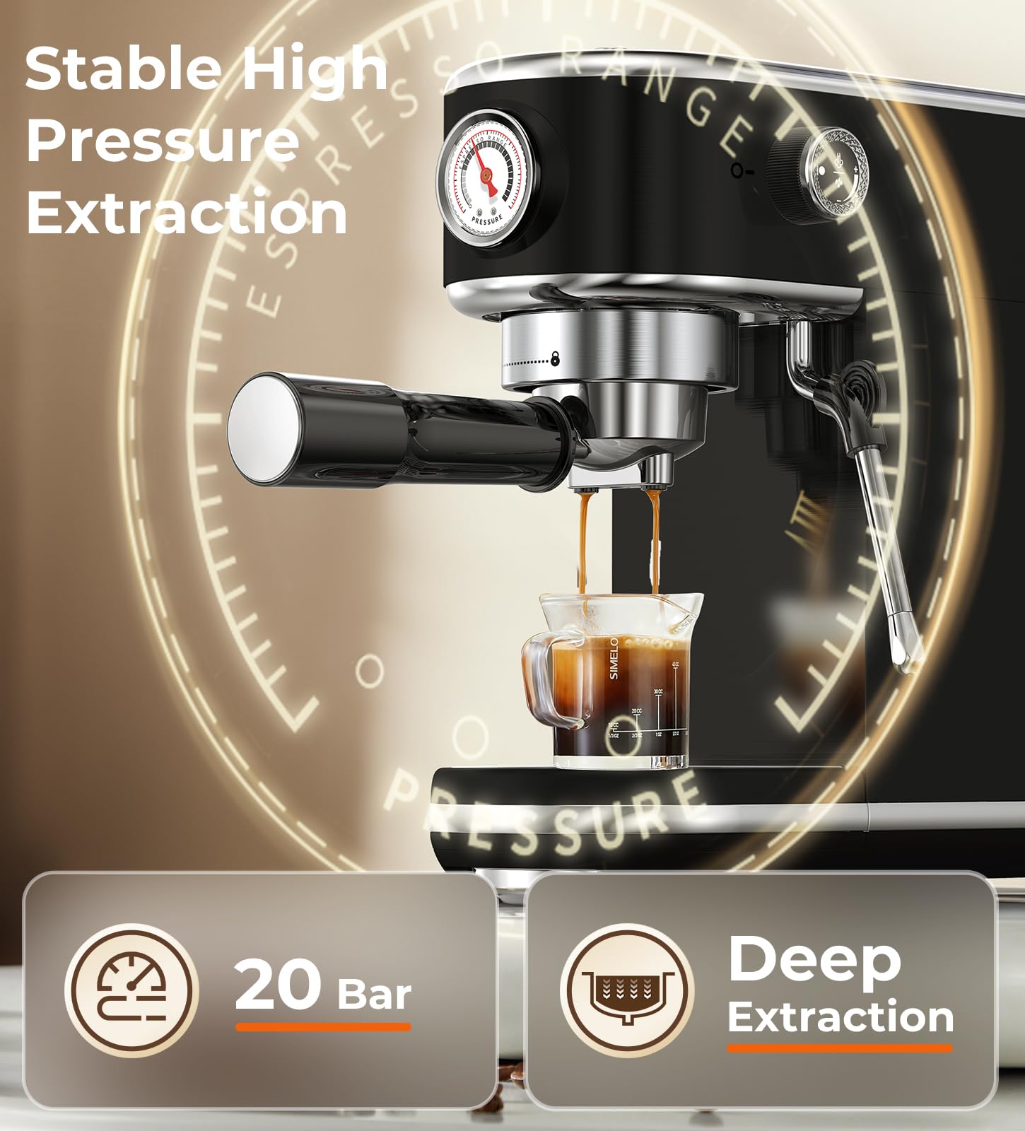 atatix 20 Bar Espresso Machine with Milk Frother, Compact Espresso Maker view 4