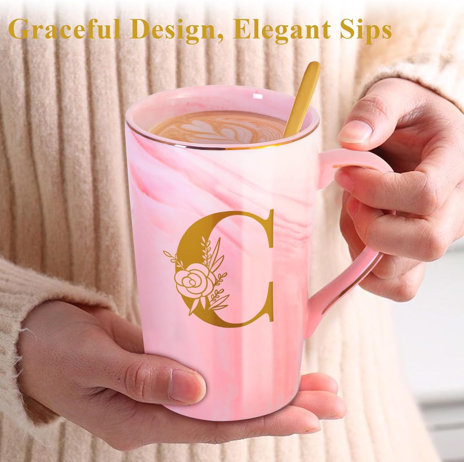 Personalized Ceramic Coffee Mug with Lid Tea Cup Girlfriend Gf Gifts Future Mrs Her Women Boyfriend 1 One Year Anniversary Meaningful Cute Romantic Christmas Xmas First Valentines I Love You More,C - Image 6