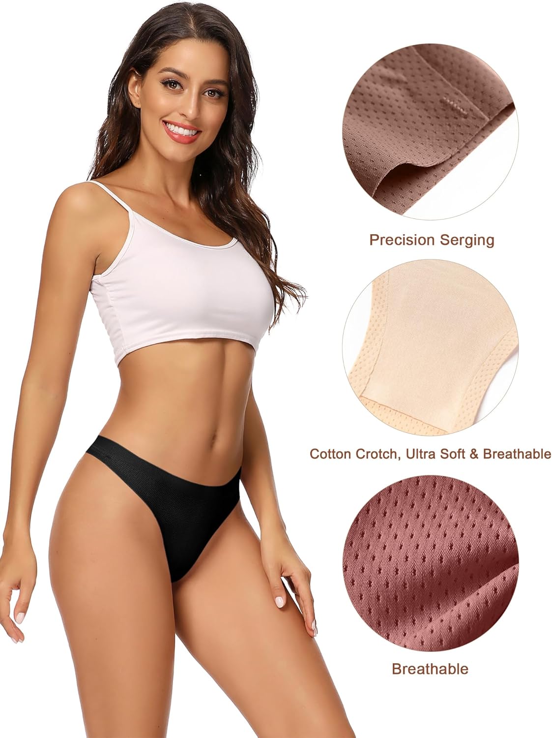 voenxe Women Bikini Underwear,Seamless Breathable Ladies Panties,No Show Comfortable Briefs Undies,Invisible Hipster,5-Pack - Image 3