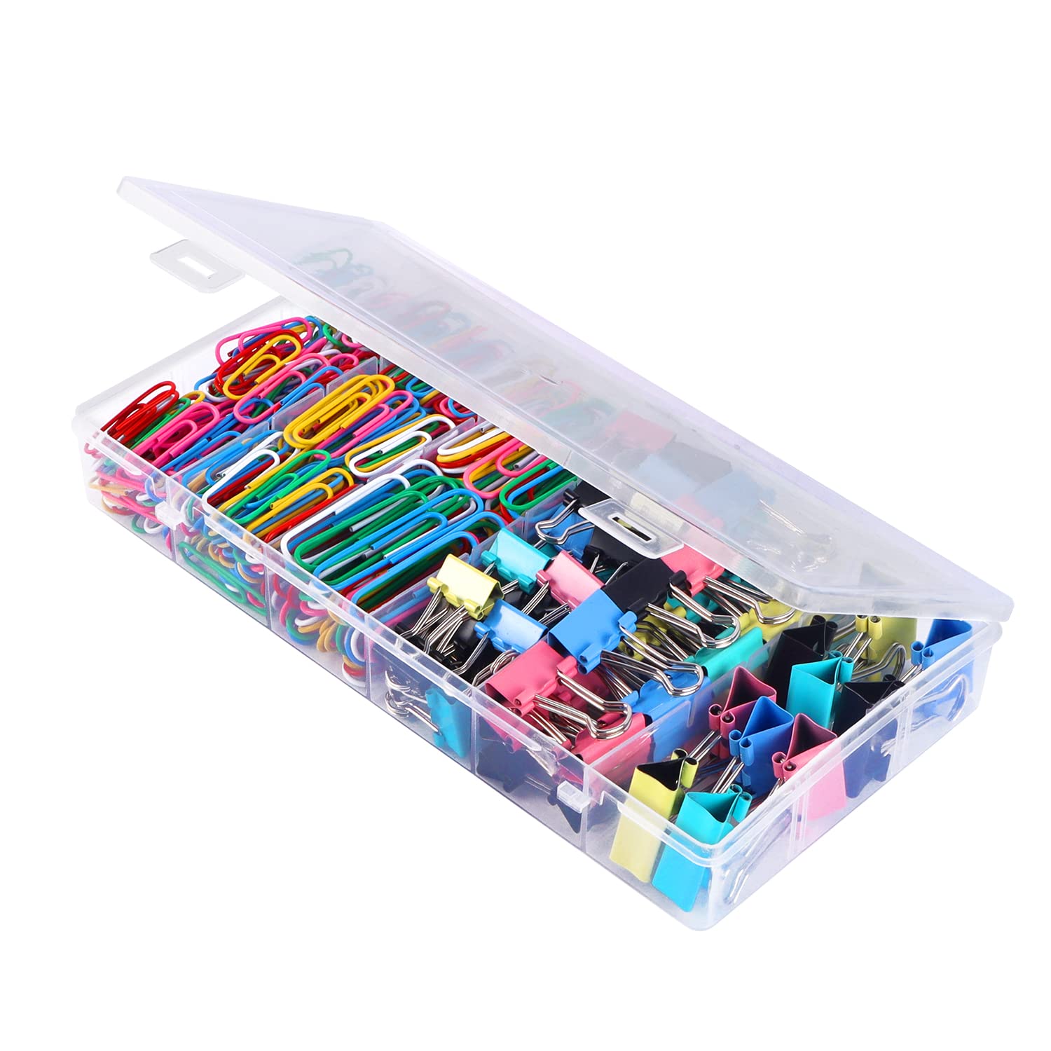 Paper Clips Binder Clips, 400 Pcs Colored Office Clips Set, Assorted Sizes Colored Paper Clips and Binder Clips Set Great for Document Organizing