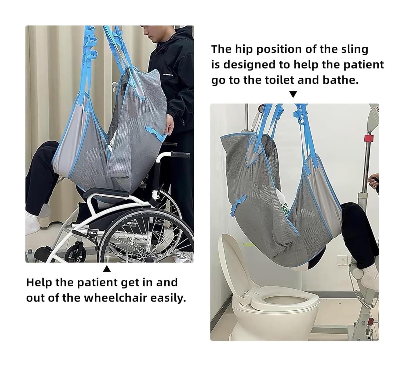 Eslinga de ducha，Traslado de paciente， Arnés de baño for elevación de pacientes Arnés de malla universal for elevación de pacientes Arnés de transferencia de cuerpo completo for ayuda al paciente