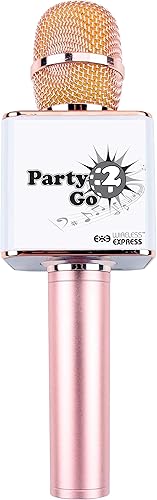 Miniatura 4 de Party2Go - Juego de micrófono de karaoke Bluetooth y bola de discoteca (rosa)