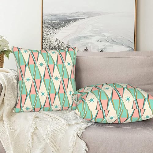 Miniatura 7 de Juego de 2 fundas de almohada de mediados de siglo de 18 x 18 pulgadas, fundas de cojín decorativas para sofá, dormitorio, sala de estar al aire