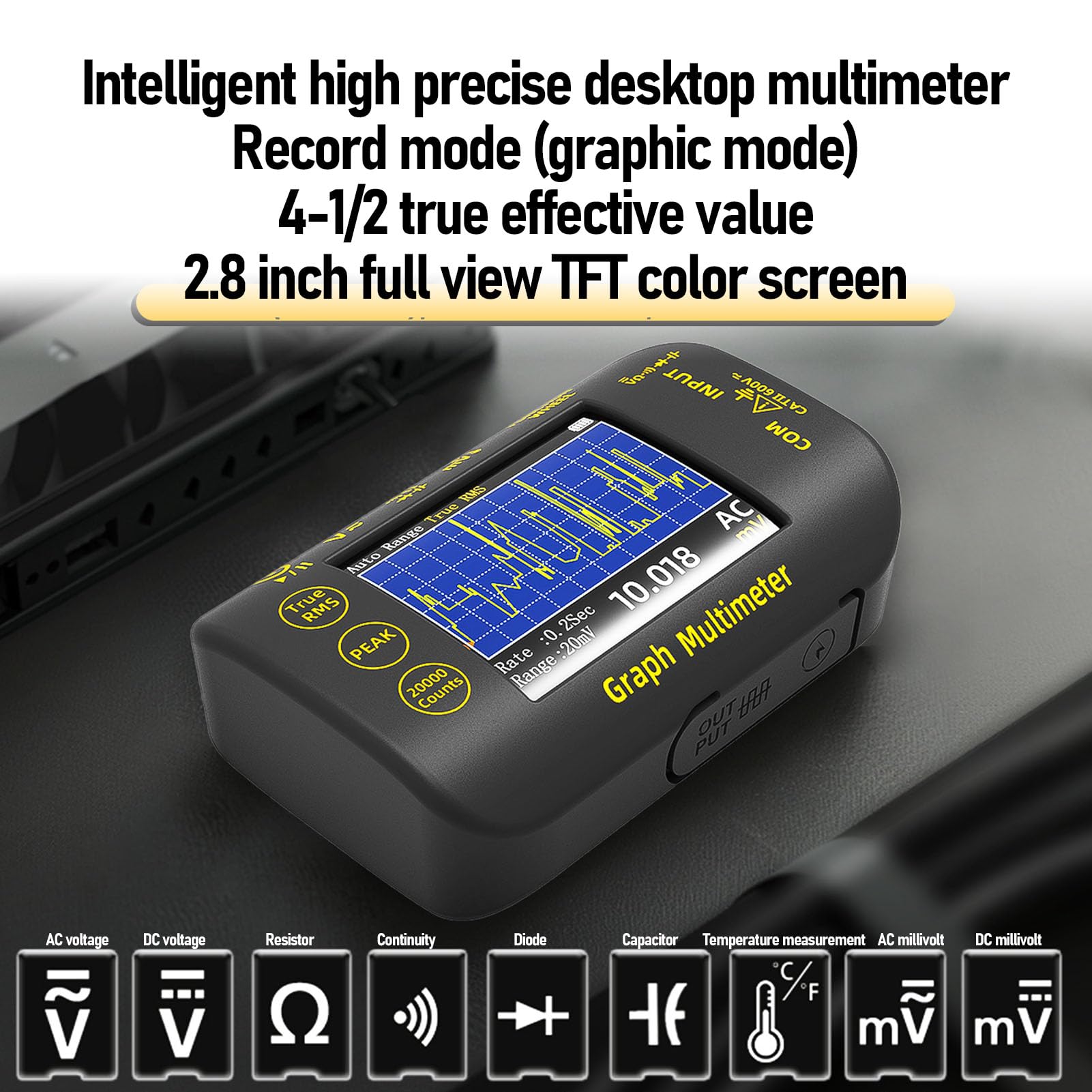 Tester Digital Multimetro Digitale S450 PV Schermata a Colori TFT 2,8 Pollici per Pannelli Solari
