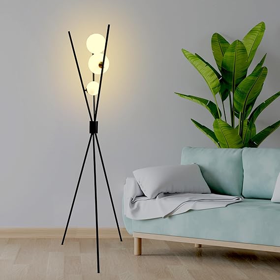 Prisha lights Willis Modern Classic 3 Sticks Design Floor Lamp for Living Room, Modern Standing Lamp, Bedroom, Contemporary Home Decor + 3 Color LED Bulb Included