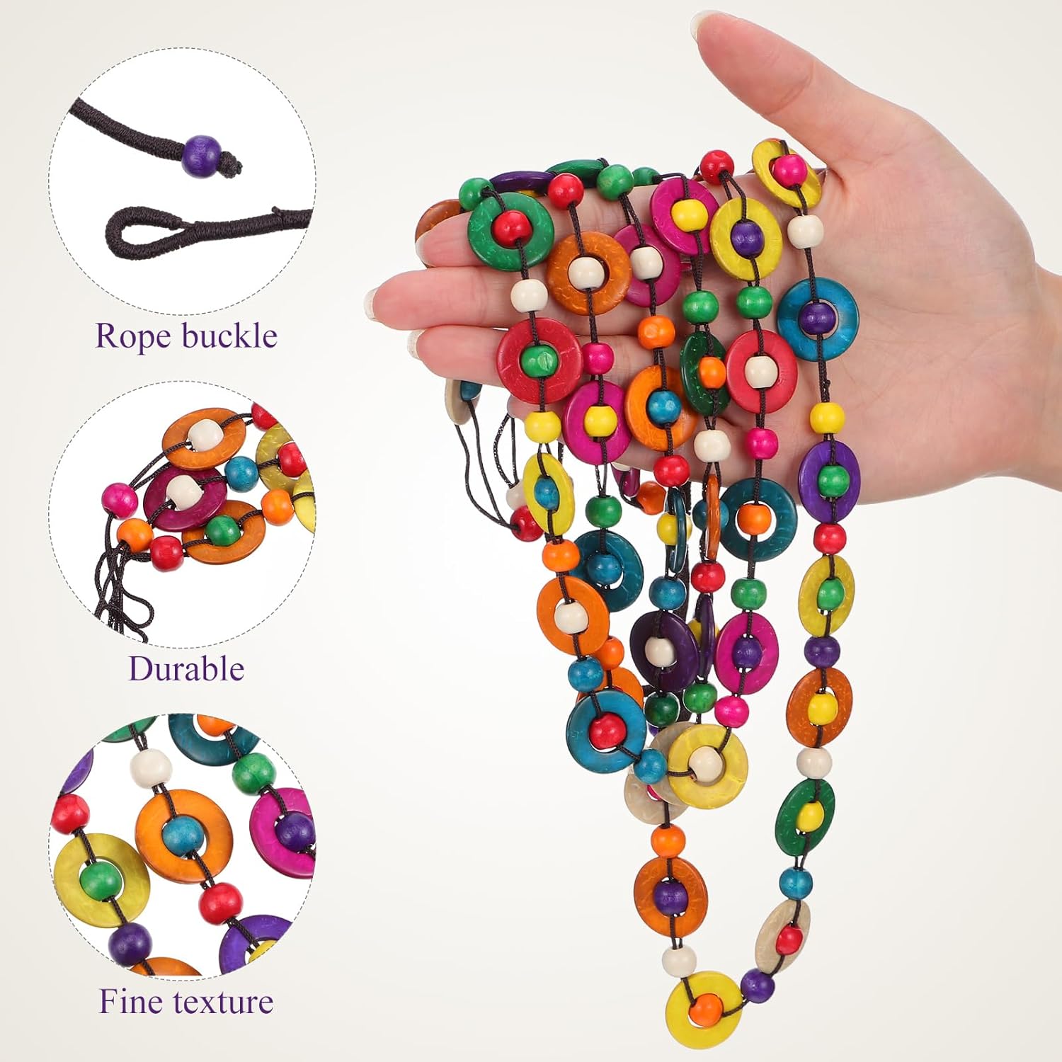 Women Bohemia Necklace 23.62 Inch Hand-Woven Coconut Shell Beads Beach Pendant Charm Fashion Jewelry for Casual and Formal Wear - Image 2