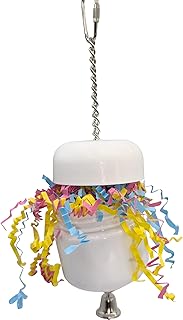 Mandarin Bird Toys by M&M 1120 Small Cup Shredder - Handmade Colorful Simple Foraging Bird Cage Toy, Smooth Plastic Cup, Lots of Brightly Colored Paper Crinkle Shreds, Great fun For Small Size Species