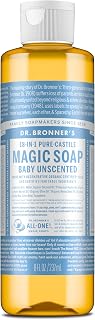 Dr. Bronner's Pure-Castile Unscented Baby Liquid Soap 8oz - Organic Vegan for Sensitive Skin, Face Body Wash
