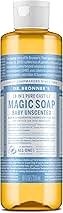 Dr. Bronner's Pure-Castile Magic Liquid Soap (Baby Unscented, 8 Ounce)- Made with Regenerative Organic Certified Oils, For Face, Body Wash, Baby Soap, Sensitive Skin, No Added Fragrance, Vegan
