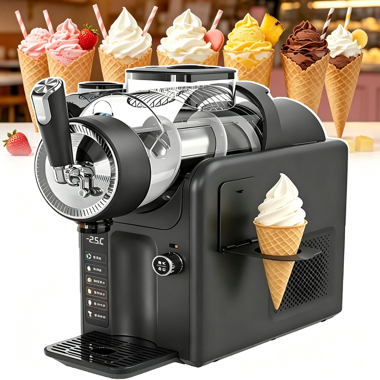 Tozmvi Black Home Ice Cream & Slush Drink Maker,2L Slushy Maker With 5 Presets,No Ice Needed Slushie Machine,One-Click Cleaning & Rapid Cooling