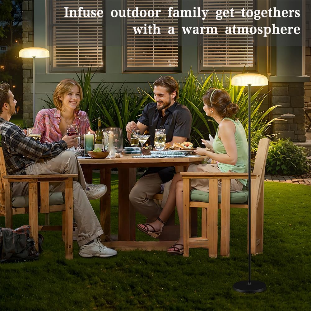 Remote Control Solar Floor Lamp Indoor Outdoor, Cordless IP65 Waterproof Dimmable Touch USB Charging with Metal Stand, Warm/White for Garden Patio