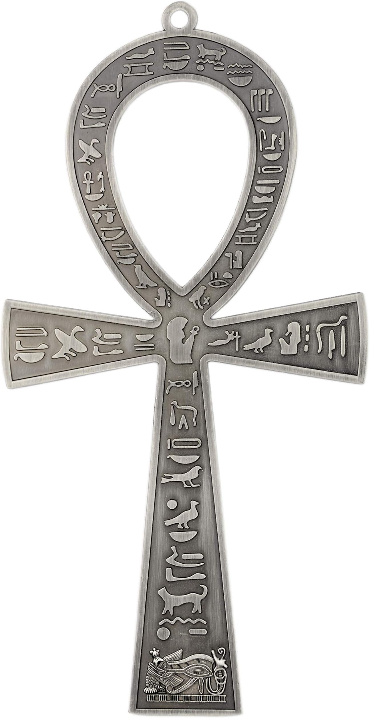 NileCart 8.5" Large metal Egyptian ANKH cross - ANKH Wall Art made in Egypt (Antique Silver)