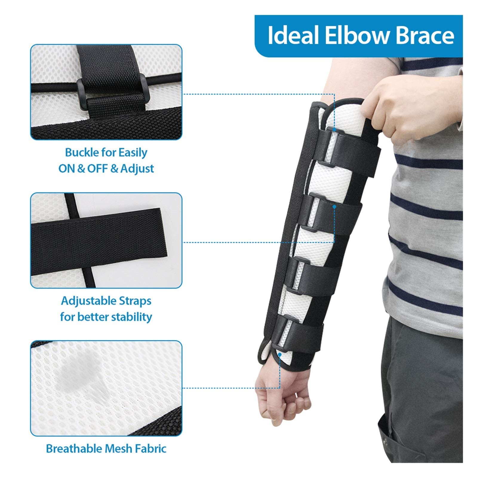 Generic 1 Stück Elbow Fixed Arm Splint Support Arm Brace Hemiplegie Schmerzlinderung Ellenbogenbandage Kubitaltunnelsyndrom Rehabilitationstrainingswerkzeug (Color : Medium)
