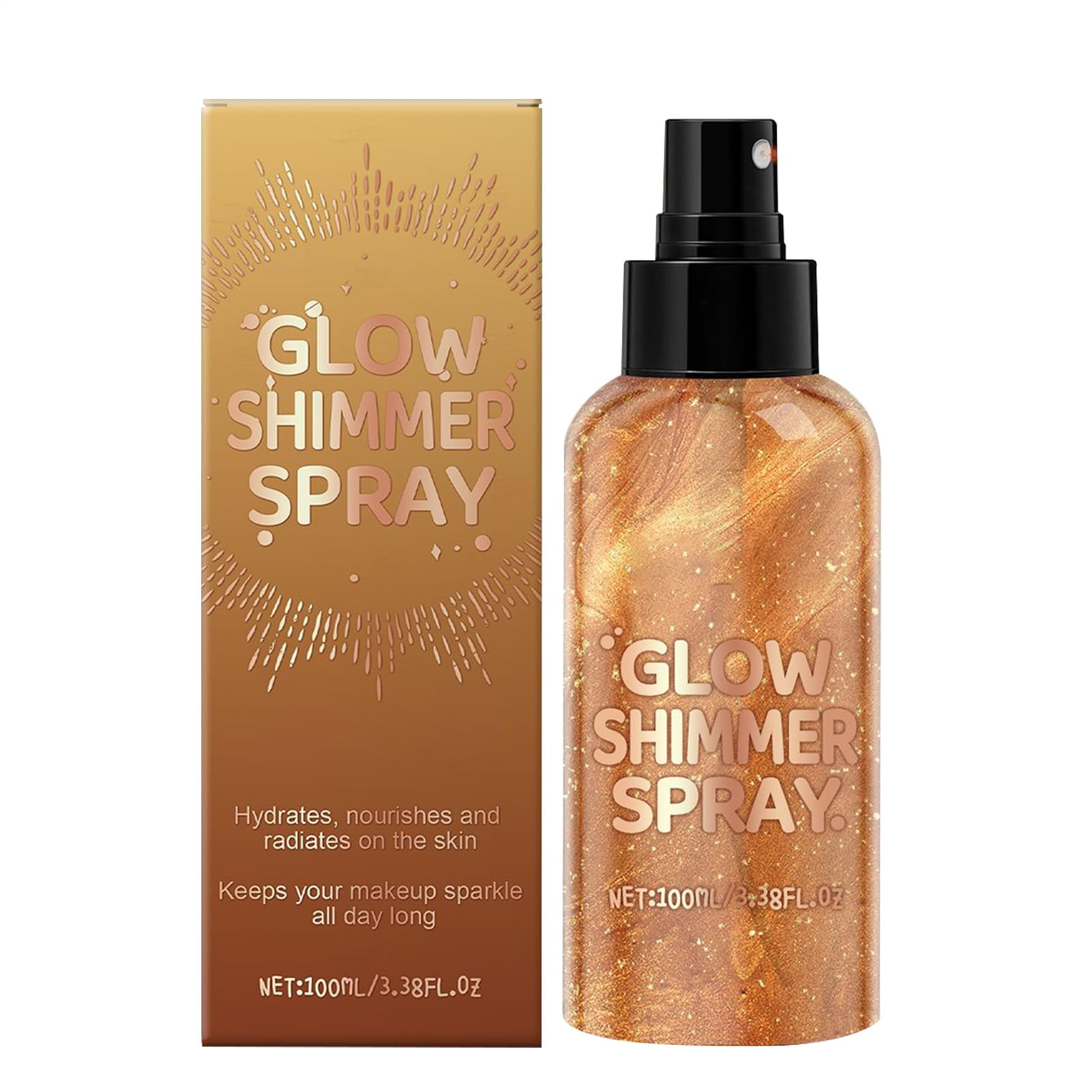 Body Glitter Spray, 100 ml Shimmer Mist for Hair & Skin, Moisturizing Glitter Spray, Long Lasting, for Nightclub, Festival, Prom Makeup Wife Women Teens Adult