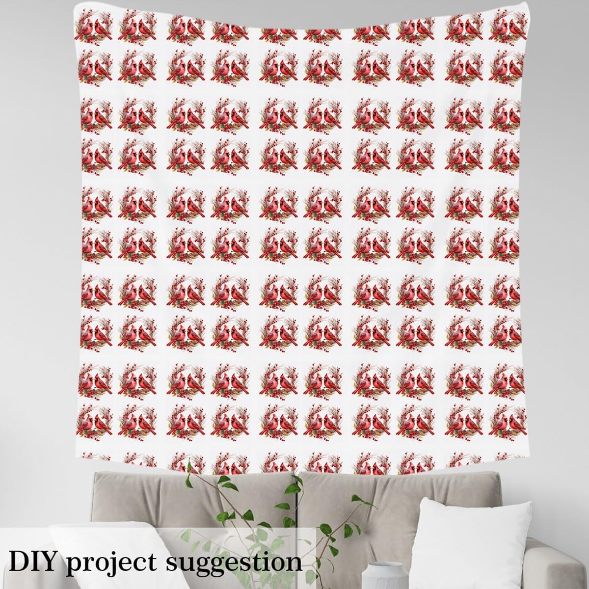 jejeloiu Red Cardinals Fabric by The Yard 3 Yards Kids Pine Cones Decorative Waterproof Outdoor Fabric Cute Birds Upholstery Fabric for Chairs Romantic Love Outdoor Fabric
