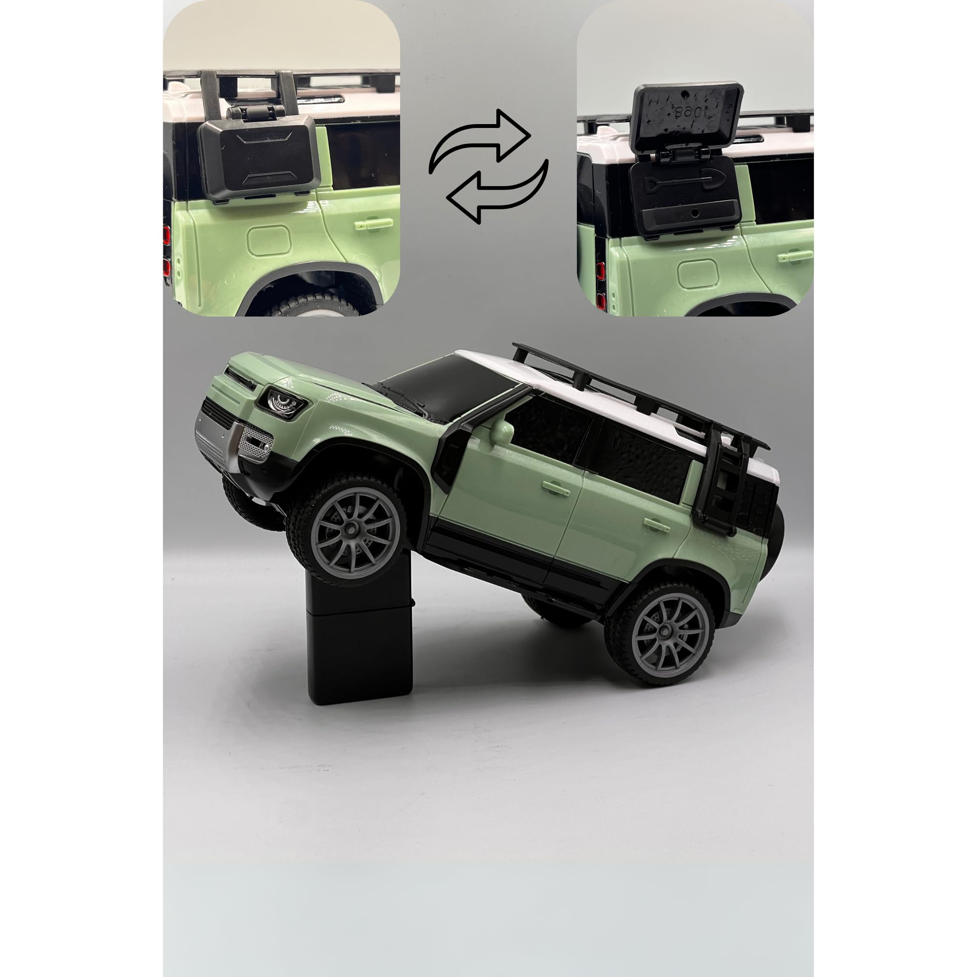 Giffy/Oyuncak Uzaktan Kumandalı Şarjlı Full Fonksiyon Defender Model 27 Mhz Gerçekçi Tasarım Drift Atan Jeeep Araç (Yeşil)