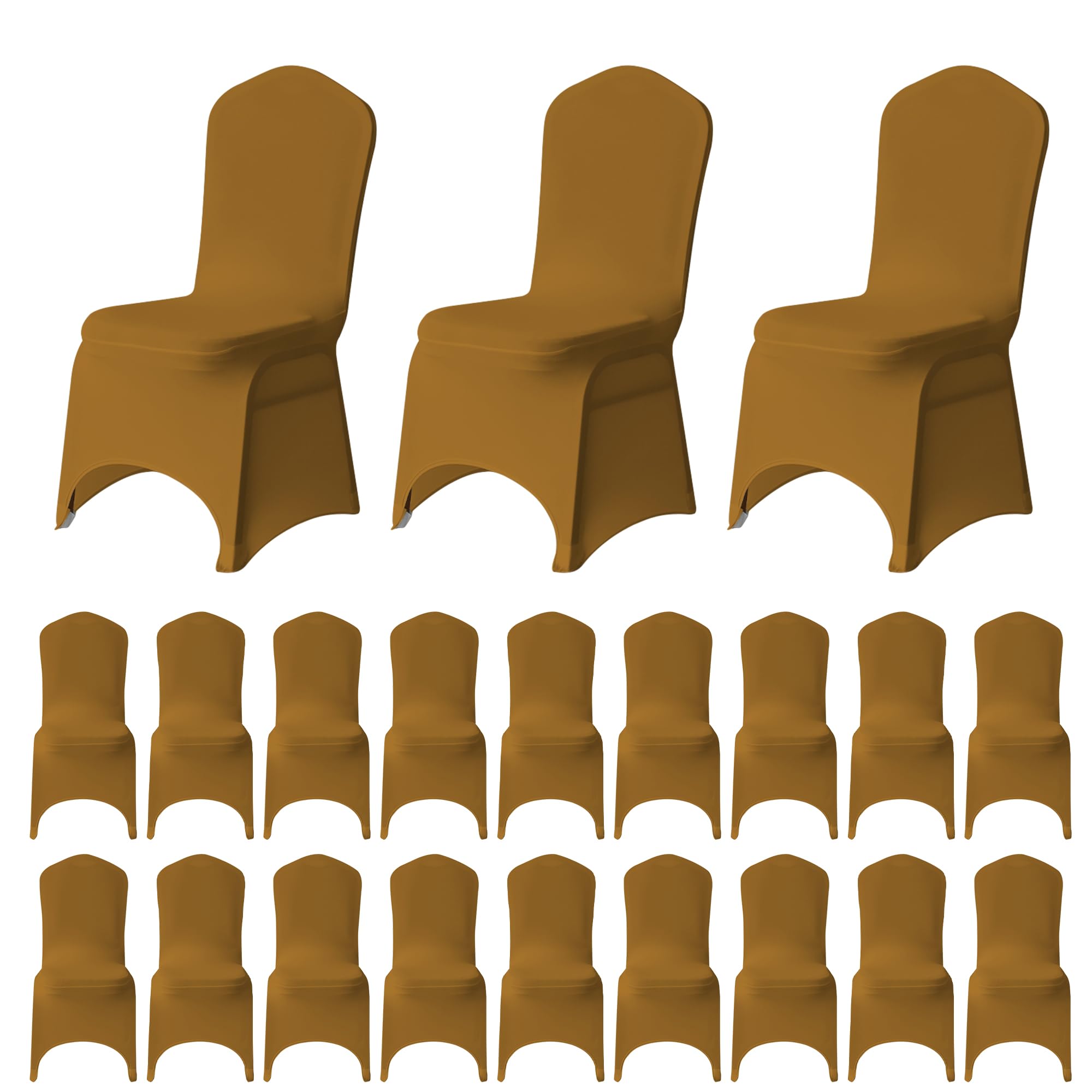 WedDecor Spandex Chair Cover Stretch Fabric Removable Washable Protective Chair Slipcovers For Weddings Banquets Ceremony Hotel Dining Parties Decor, Gold, 50pcs