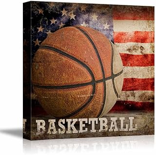 wall26 - Rustic Basketball - Vintage Hoops Wood Grain - Canvas Art Home Art - 12x12 inches