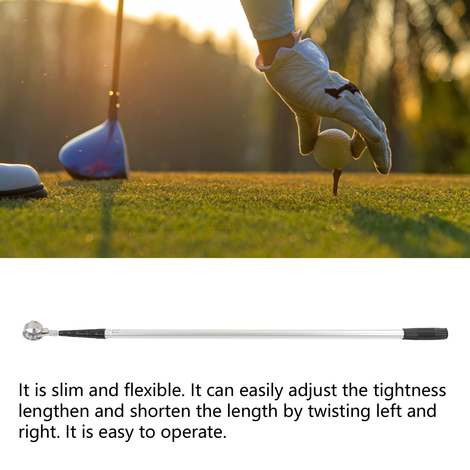 Recuperador de Pelotas de Golf Telescpico Verstil, Herramienta Telescpica de Agarre de Pelotas de Aleacin de Aluminio, Accesorio para Juegos de Golf de Piscina y Arbustos