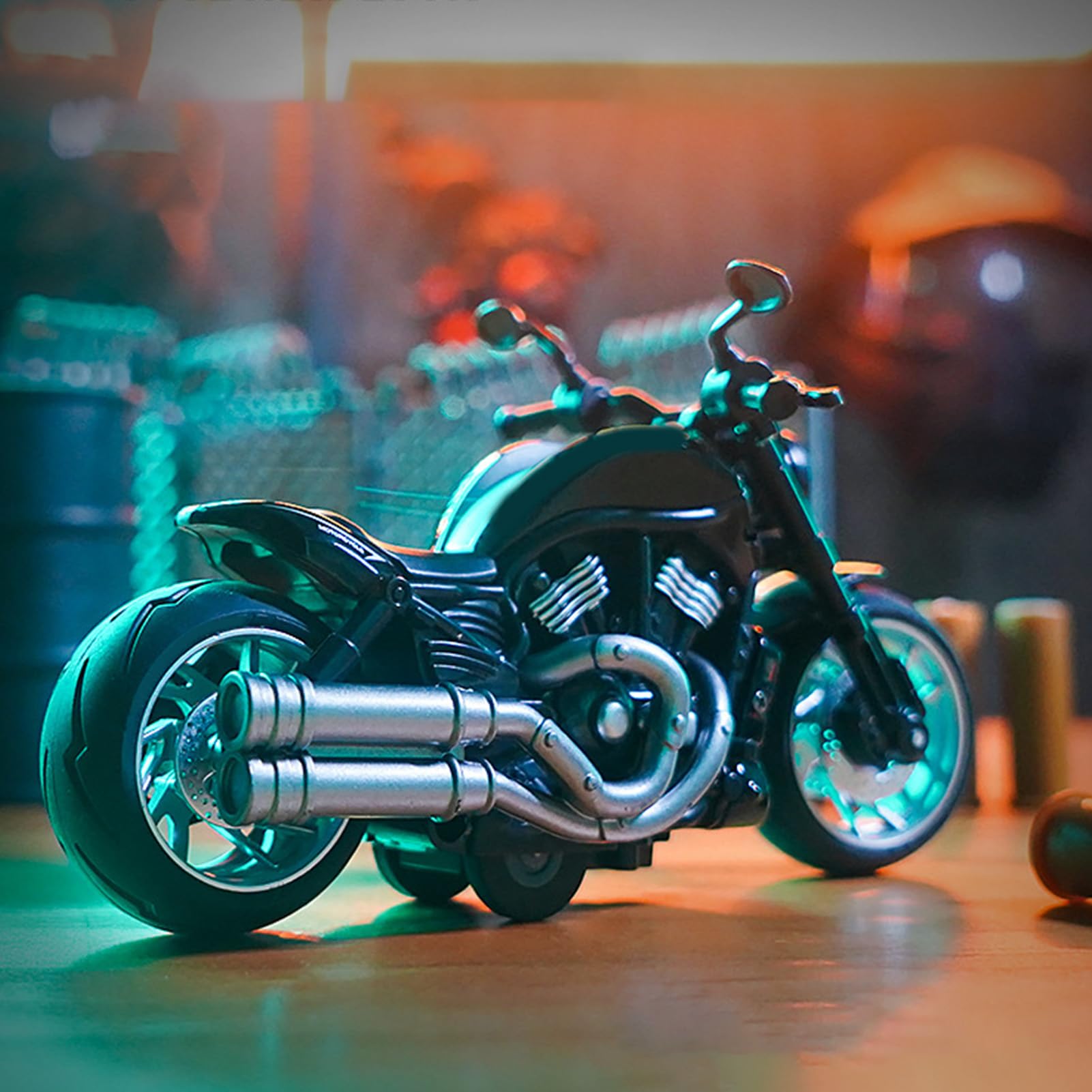 Alomejor Zurückziehbares Motorradspielzeug Im Maßstab 1:12, Simulationsdesign-Legierungsmotorradmodell mit Musiklichteffekten, Als Geschenk für und Mädchen (Black)