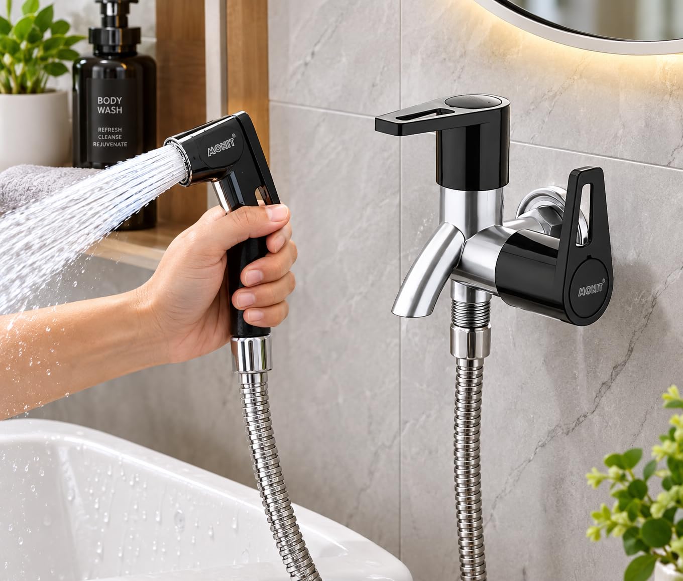 MONIT 2-Way Bib Tap - Modern Bathroom Faucet -4