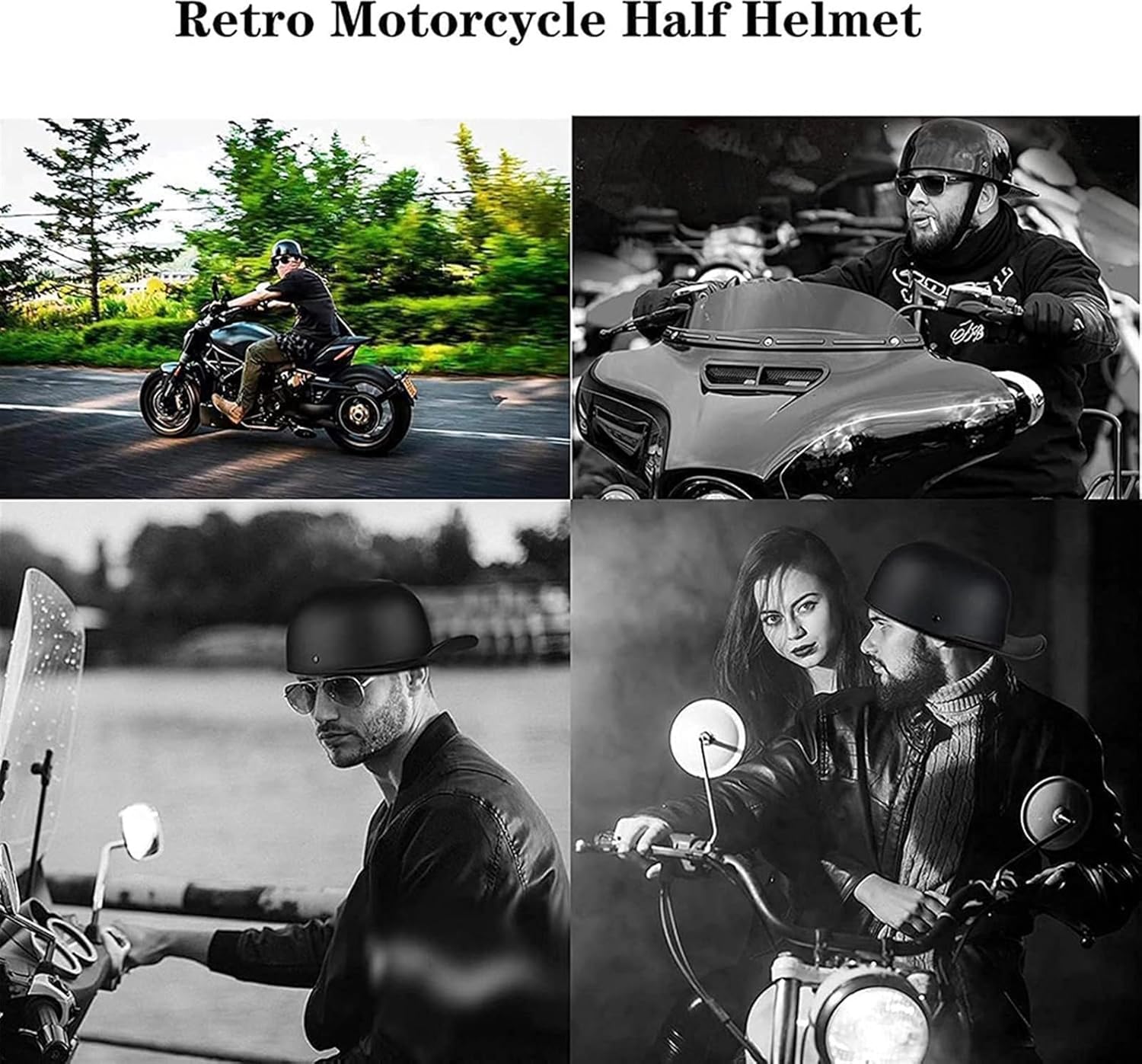 Lightweight Baseball Style Cap Bike Helmets, DOT Approved Adults Men Women Retro Motorcycle Vintage Street Bicycle Skull Cap Electric Scooter ATV Moped Half Helmet
