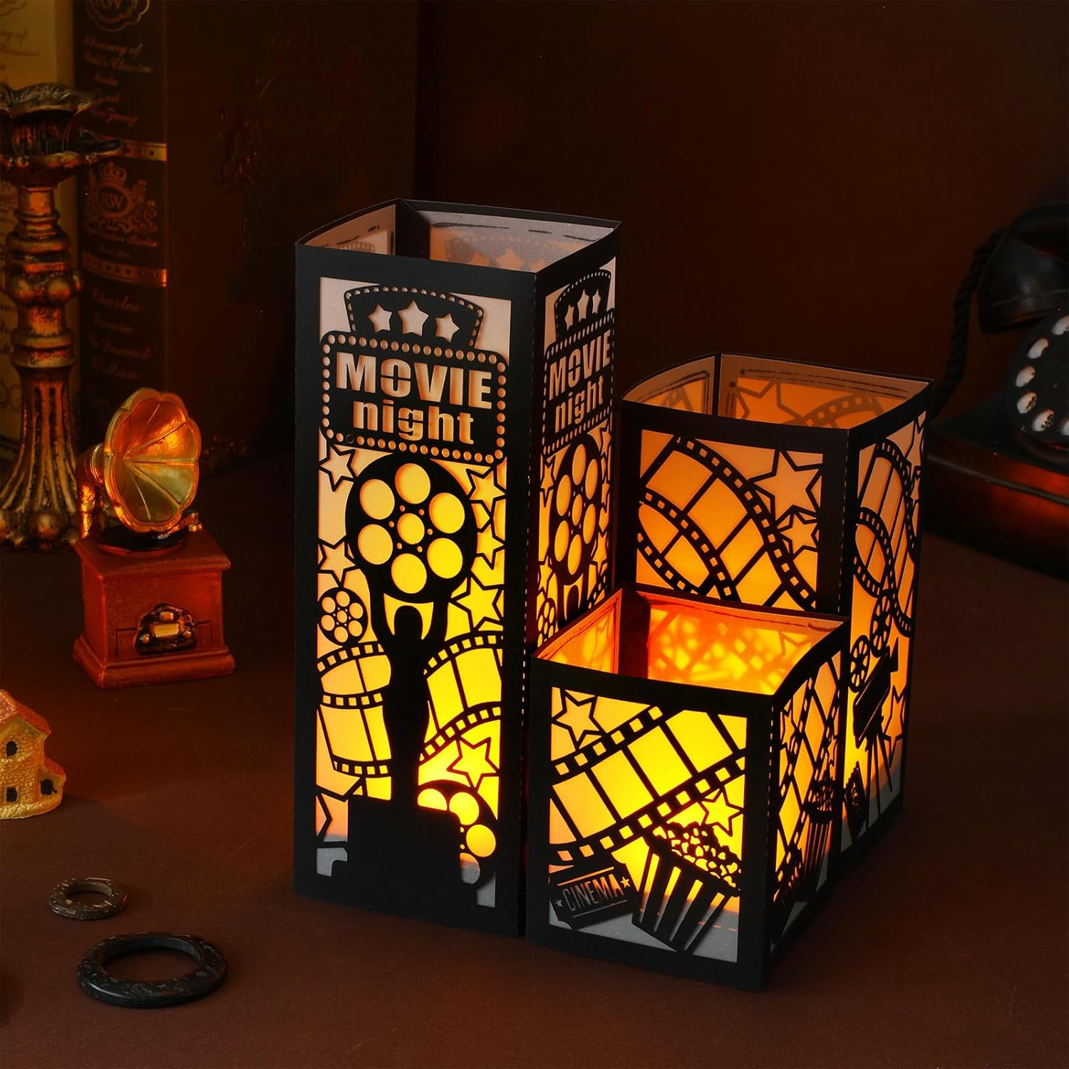 Retisee 18 Set Movie Theater Centerpieces for Table 3 Size Paper Lantern Boxes Table Ideas Decorations for Room Themed Party Decorations Birthday(Movie Style)