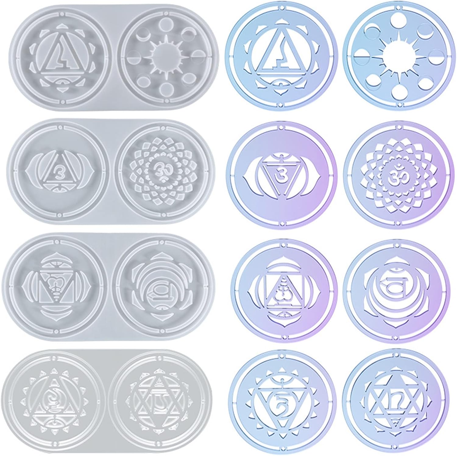 Seven Chakra Resin Molds Storage Tray Mould Silicone Agate Coaster Molds Glossy Plate Molds for Making DIY Crafts