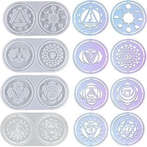 Miniatura 8 de Moldes de resina de siete chakras, molde de bandeja de almacenamiento, moldes de ágata de silicona, moldes de placa brillante para hacer manualidades