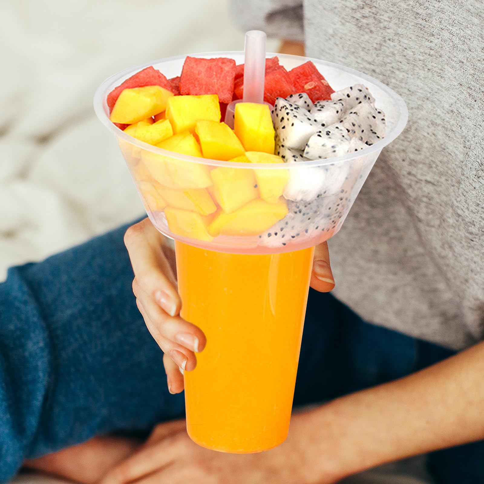 LALAFINA 10pcs Snack and Drink Cup Stadium Tumbler Cups cold cereal cup combined snacks holder clear dessert bowls ice cream bowl weddings party bowl snack and drink cup