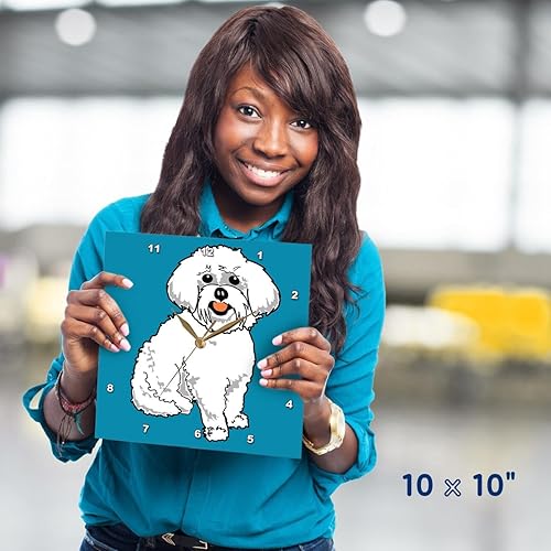 Miniatura 5 de 3dRose dpp _ 117470 _ 1 lindo estilo Retro dibujos animados  cachorro Maltés perro mascota animal en blue-wall reloj, 10 por 10-Inch