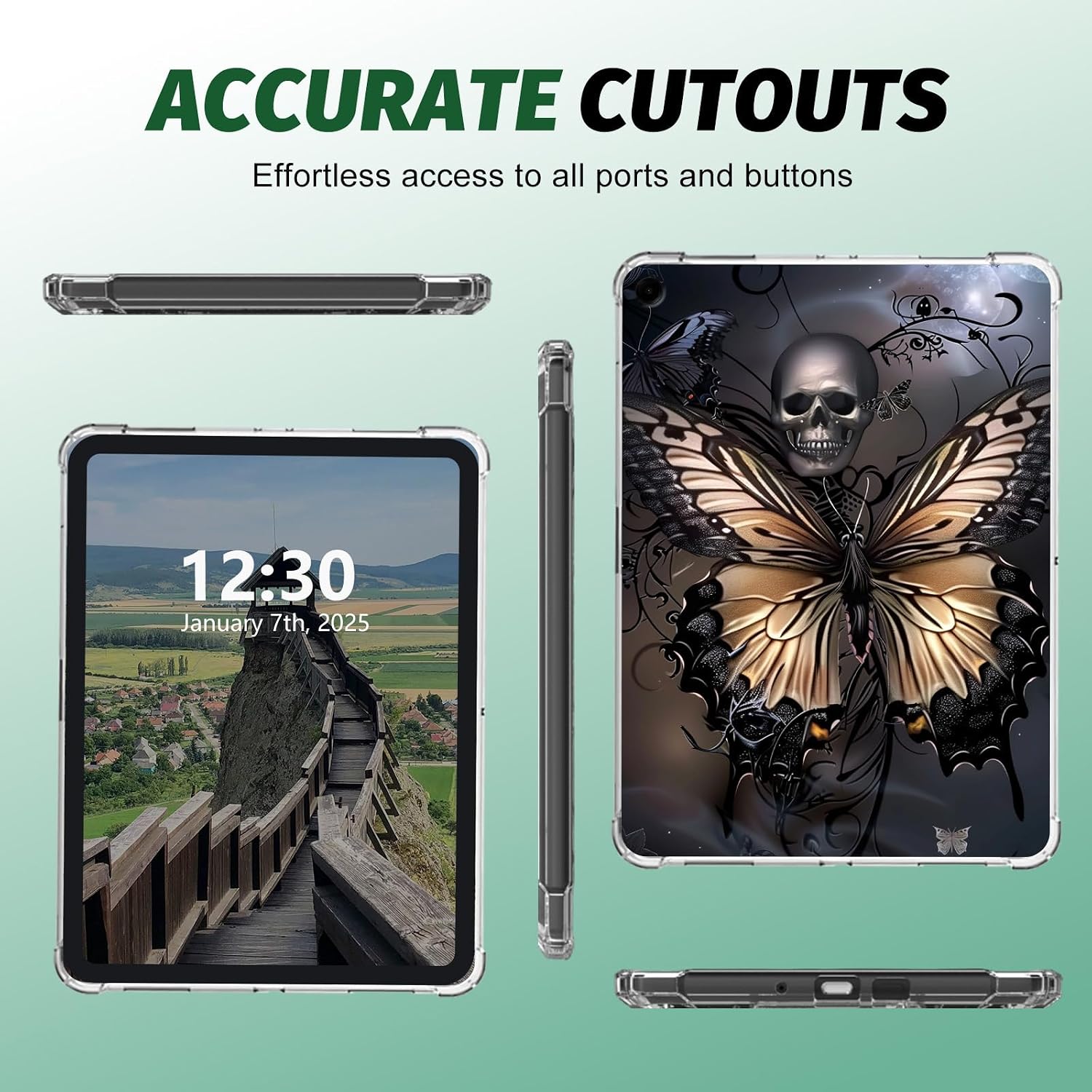 for Samsung Galaxy Tab A9 Case, Lightweight Shockproof for Galaxy A9 Tablet 2023 Case Clear, Slim Full Protective Bumper Cover for Galaxy Tab A9 Tablet (Butterfly Skull)