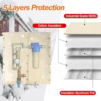 TOHONFOO 4-Way Open Backflow Preventer Pipe Cover Outside, 20Wx26H, Beige