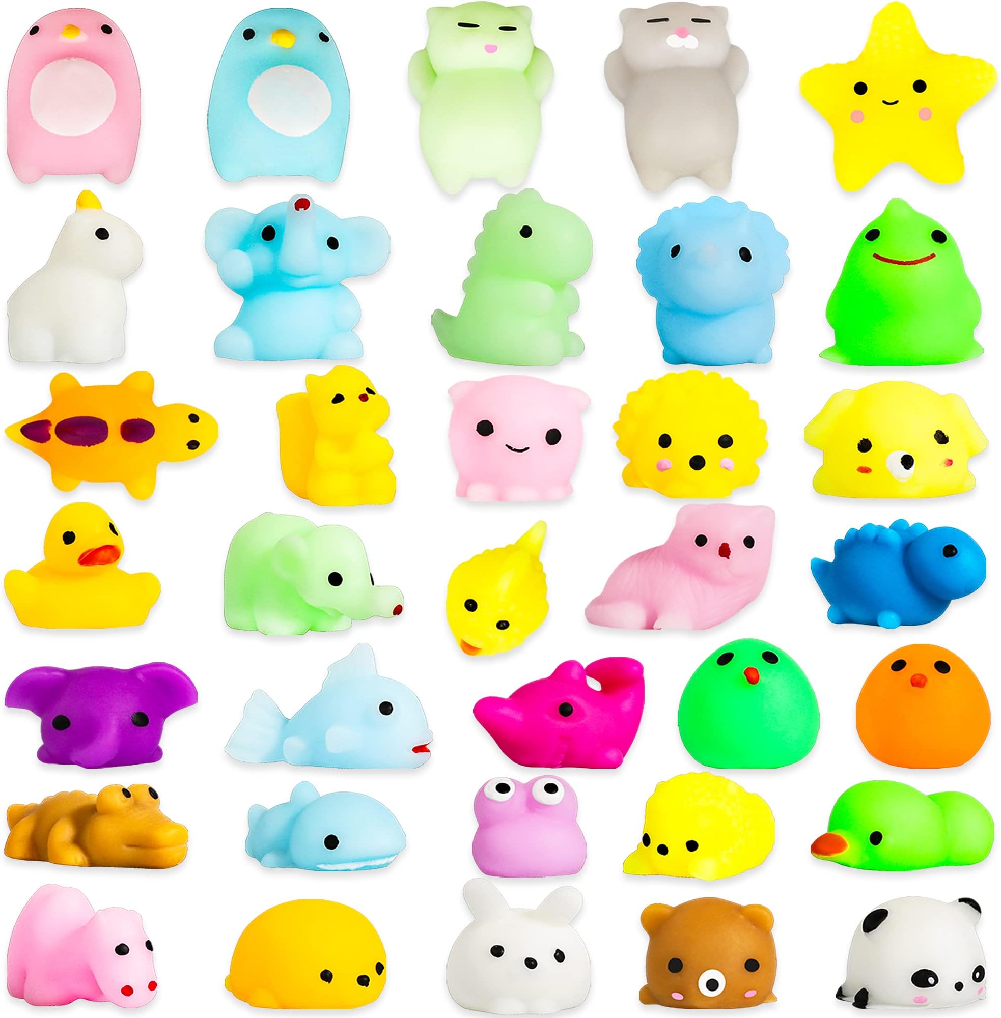 MGparty 40 Pcs Mochi Squishies Bulk Animal Squishies Toys Stress Relief Party Favors for Kids Birthday Gifts Classroom prizes Stocking Stuffers Goodie Bag Stuffers Carnival Prizes