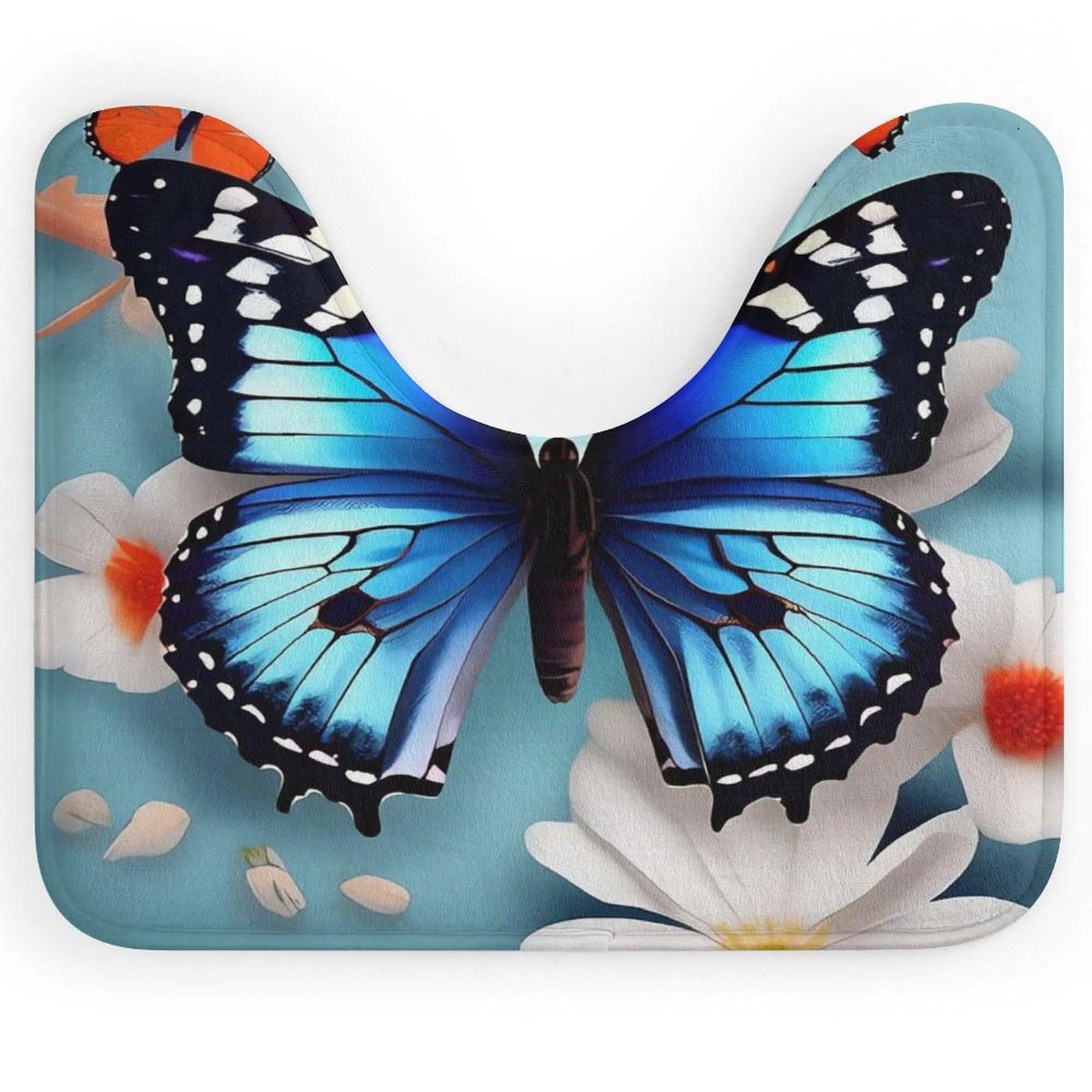 Tapis de toilette en U papillon et fleurs antidérapant pour douche