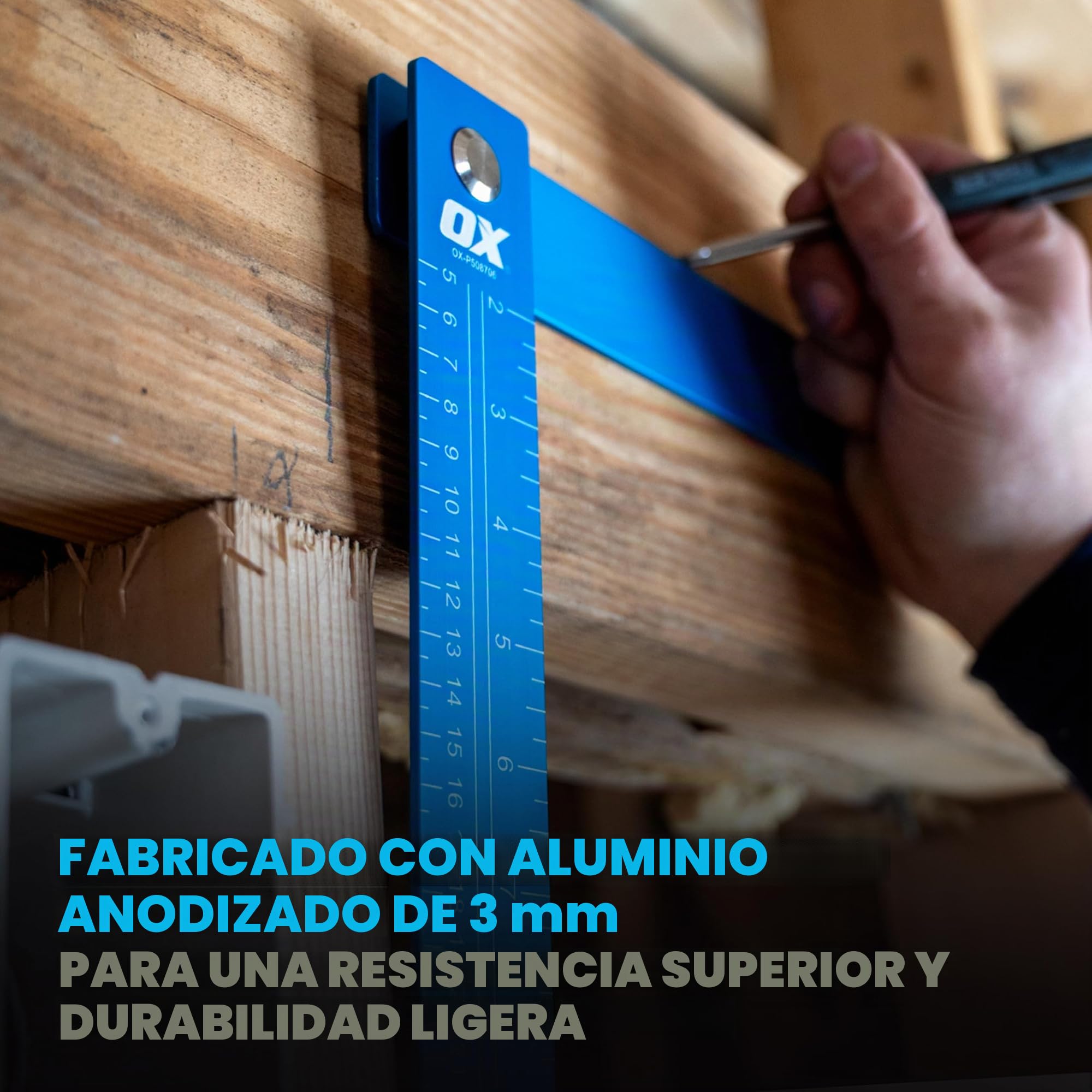 OX Pro - Escuadra plegable de aluminio de 600 mm, para carpinteros, con funda de transporte