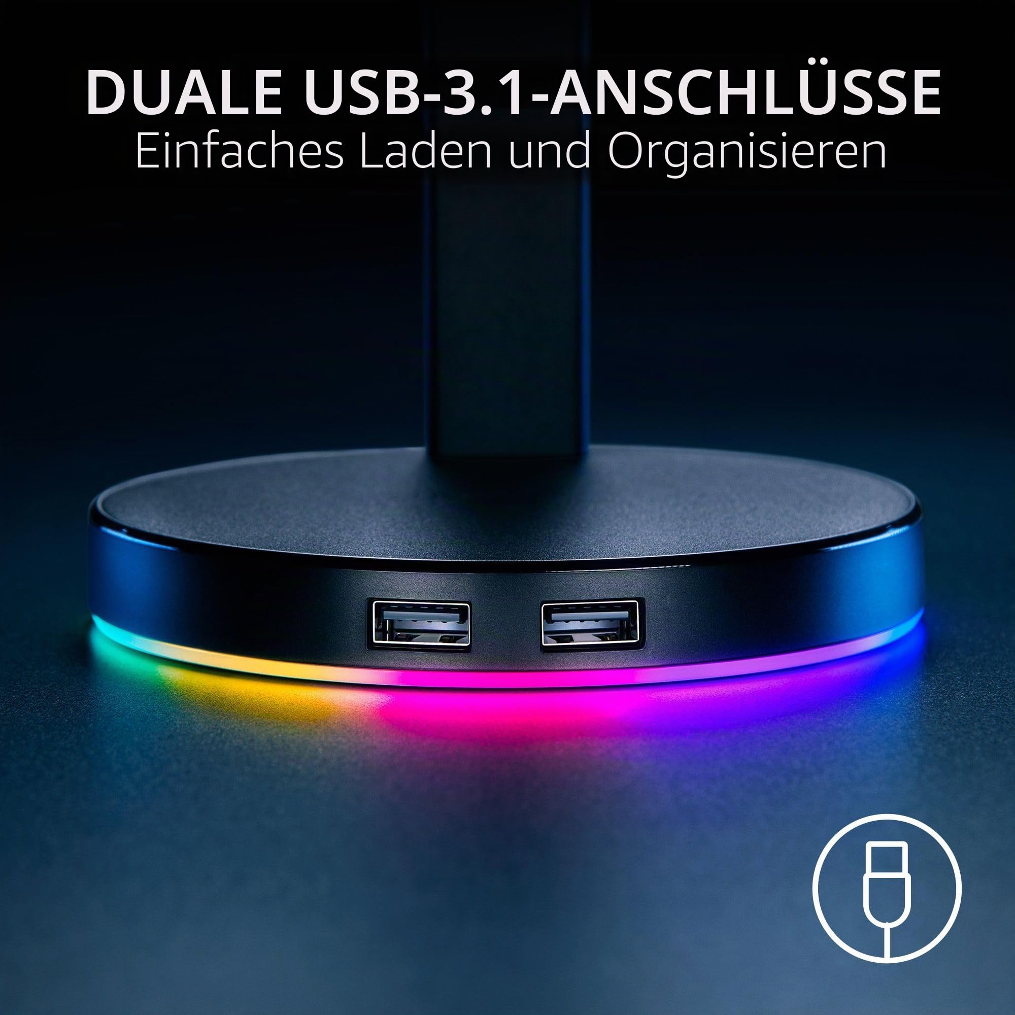 Razer Base Station V2 Chroma (Mercury) - Headset-Ständer mit USB-Hub und RGB-Beleuchtung (mit 7.1 Surround Sound, Integrierter Kopfhörer-Halter, rutschfester Standfuß) Weiß