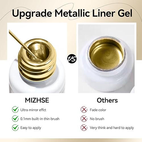 Miniatura 5 de MIZHSE Juego de esmalte de uñas con revestimiento de gel, pintura de gel dorada con purpurina para uñas, diseño de uñas en remolino, pintura de