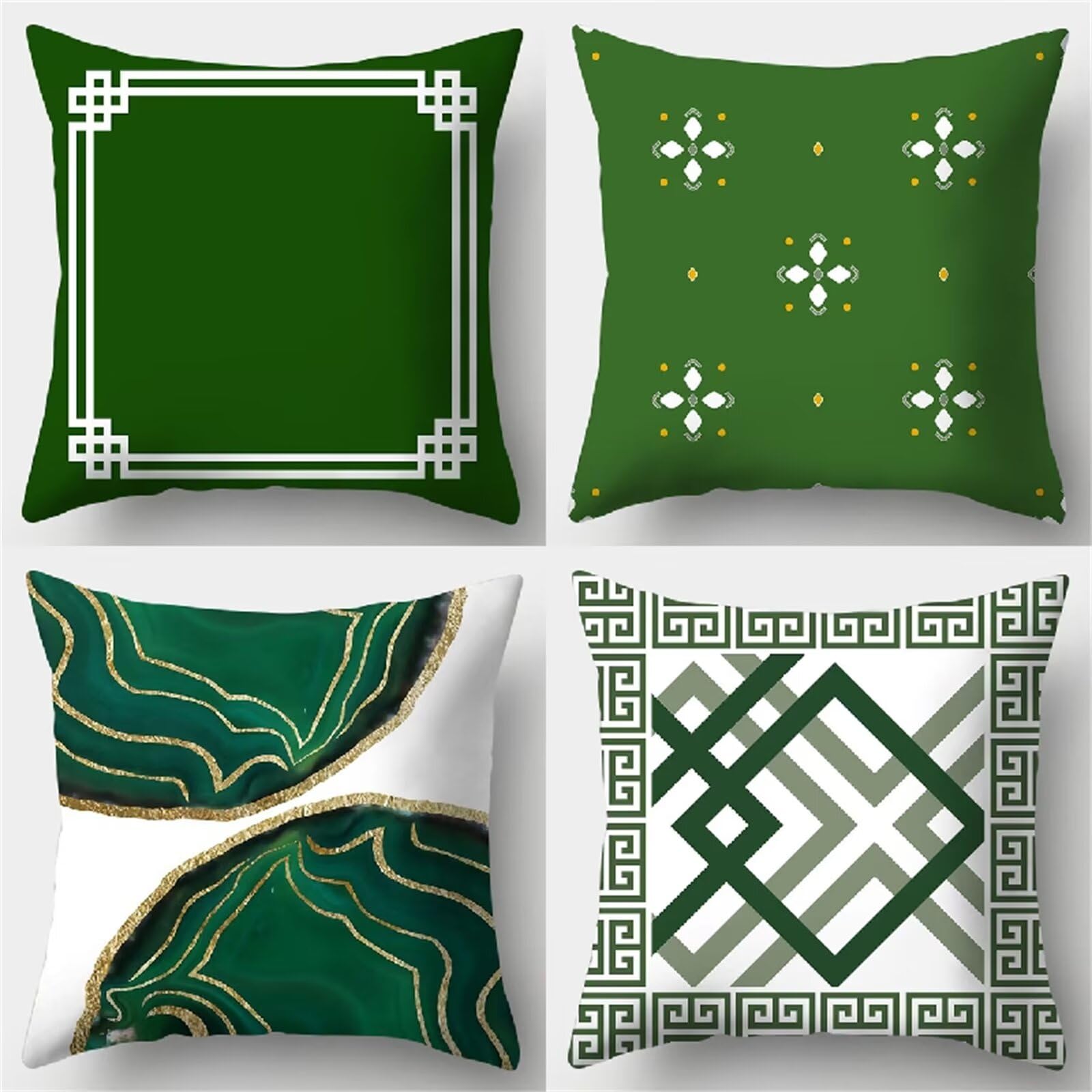 Federe Cuscini Divano 65x65cm,Set di 4 verde moderno Cuscini per Divano,Quadrato Doppio Lato Lino Esterni Copricuscini Divano,per Divano Soggiorno Sedia Letto Decorativo Cuscini Divano ZW1-233