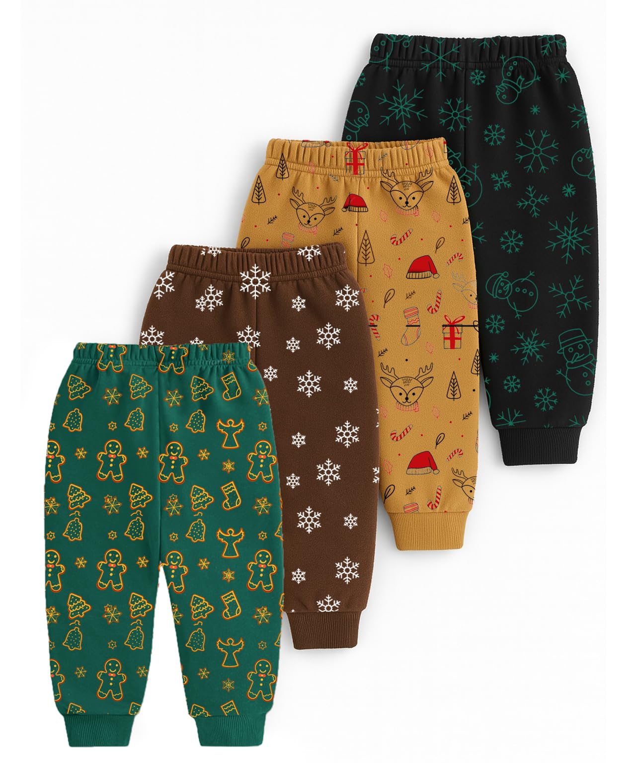 Kids Printed Fleece Pajama Pack of 4 | Winter Warm Bottoms for Boys & Girls-image-47