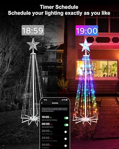 Miniatura 5 de Luz de árbol de cono de Navidad LED inteligente con estrella superior, 4 pies 110 LED RGB